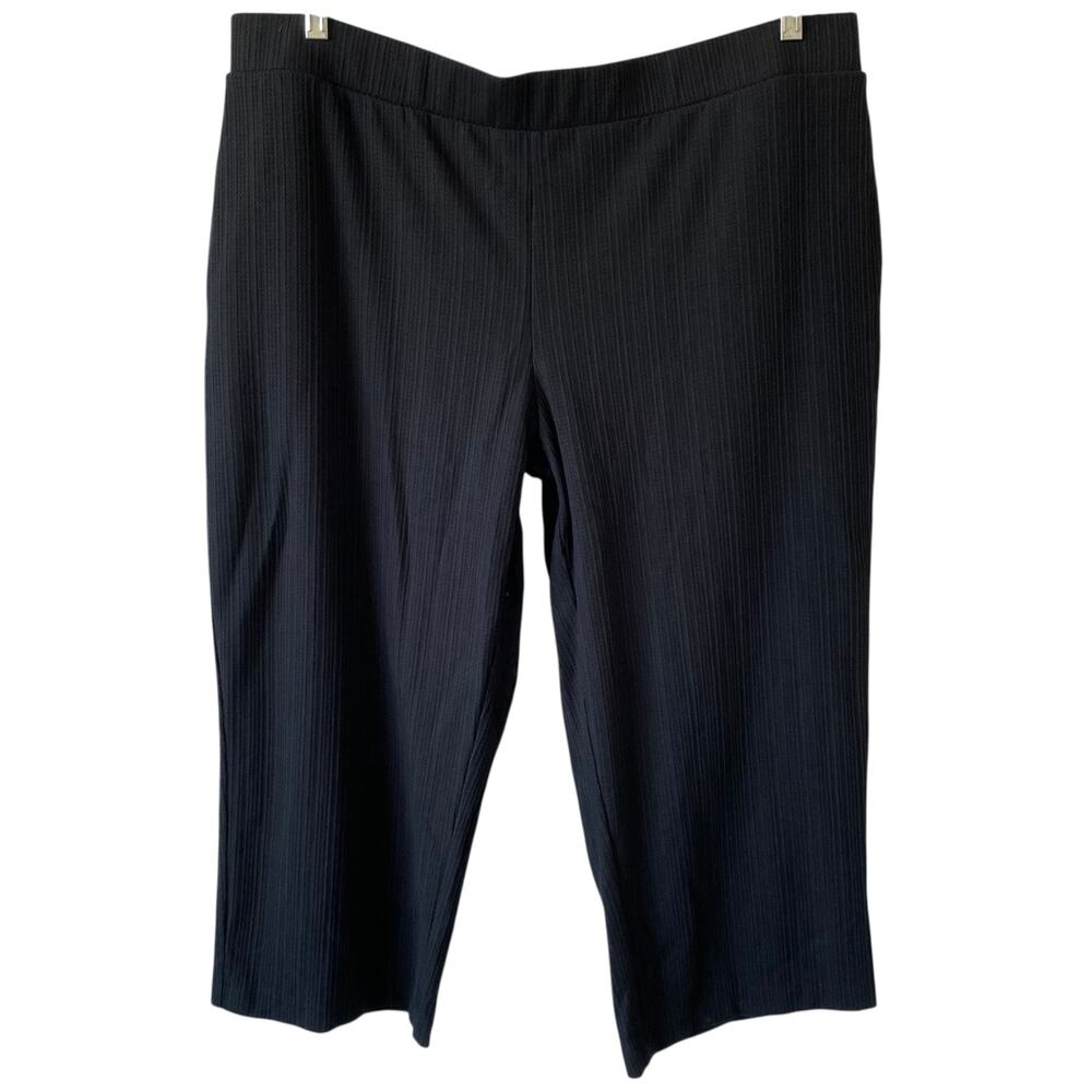 ISAAC MIZRAHI LIVE NWOT Textured Knit Crop Pants Size XL Pitch Black Pull On